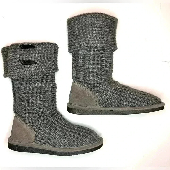 BEARPAW Women's Gray Knit Tall Winter Boot US Size 7 - Picture 3 of 9